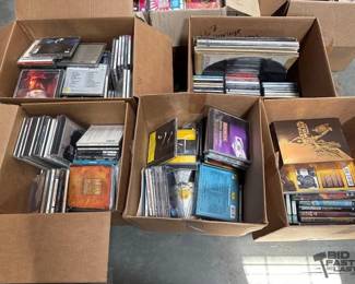 2900  5 Boxes of Movies, CDs and Vinyl Records 