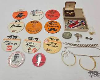 1910  Campaign Buttons, Cuff Links, Bracelets and Ore 