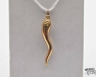 768  14k Gold Italian Horn Pendant, 1g 