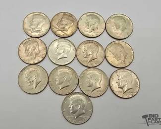 1450  13 40 Silver Kennedy Hald Dollars 