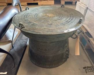 3131  Burmese Bronze Rain Drum Cast Coffee Table 