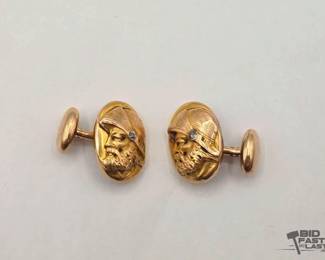 804  10k Gold Cufflinks with Diamond Accent, 5.3g 