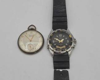 1132  10k Gold Filled Gruen VeriThin Pocket Watch and Casio Quartz Watch 