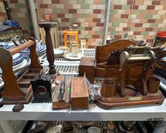 3048  English Tantalus Frame, Storage Boxes, Mirror  More 