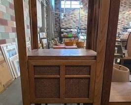 4600  2 Wooden  Rattan Shelves 