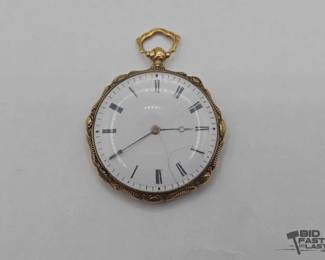 1100  18k Gold Echappta Cylndre Quatre Trous Rubis Pocket Watch 