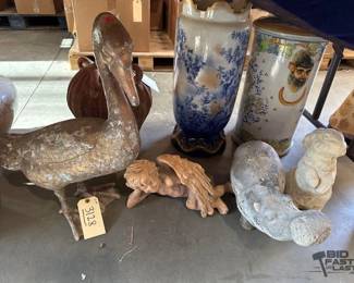 3128  Goose, Angel, Hippo and Bunny Garden Statues 