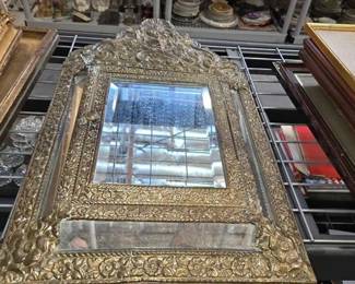 5504  Repousse Wall Mirror and Jewelry Box 
