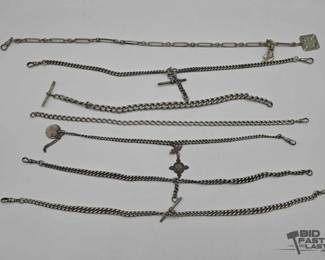 900  7 Sterling Silver Pocket Watch Chains, 313g 