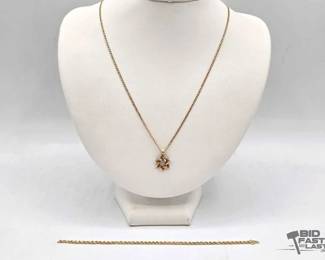 724  14k Gold Chain with Star of David Pendant and Partial Chain Piece, 4.7g 