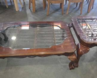 4690  Wooden and Glass Coffee Table  End Table 