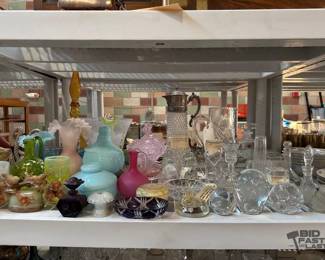 3080  Glass and Crystal Vases, Paper Weights  Pitchers, Perfume Bottles 