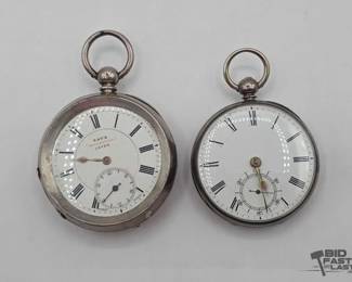 1108  2 Sterling Silver Pocket Watches 