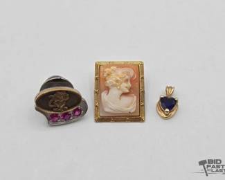 802  10k Gold Pins and Pendant, 5.5g 