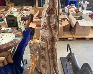 3130  2 Hand Carved Wood Sculptures 