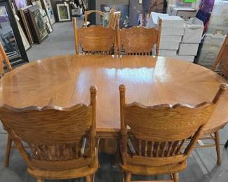 4758  6 Person Wooden Table and Chairs 