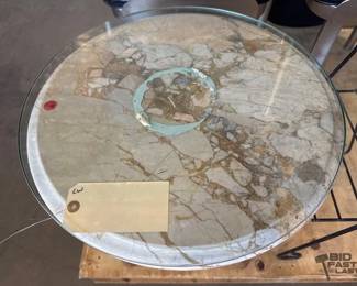 4854  Marble Glass Top Table with Metal Plant Stand 