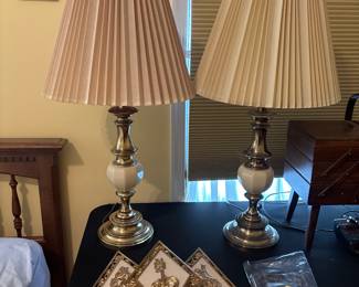 Stiffel brass lamps, Ethan Allen king  headboard, Syroco decor and more! 