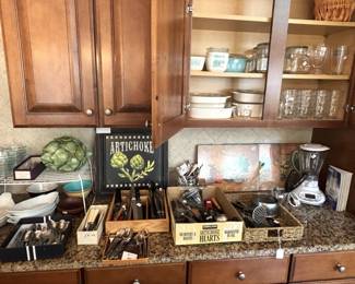 Flatware, small appliances and kitchen decor.