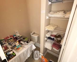 Toiletries, towels and sheets.