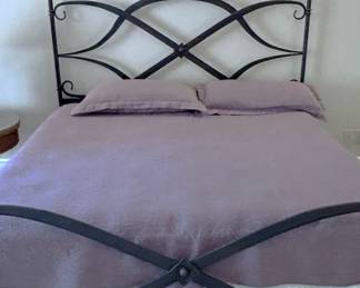 BUY IT NOW! $695.00. King size,  Arhaus-St. Lucia Bed,    hand forged wrought iron with Stearns &  Foster mattress & box springs