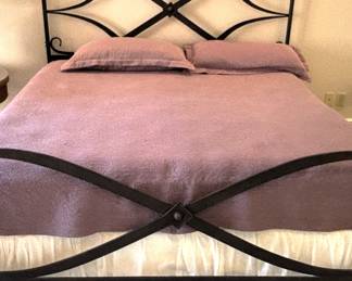 BUY IT NOW! $695.00. King size,  Arhaus-St. Lucia Bed,    hand forged wrought iron with Stearns &  Foster mattress & box springs