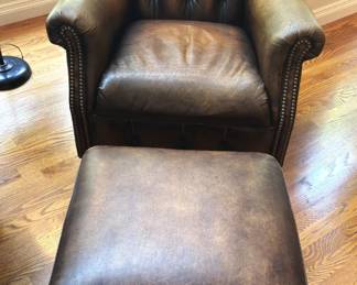 BUY IT NOW! $150.00. Hancock Moore leather chair & ottoman.