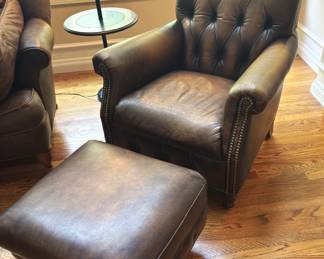 BUY IT NOW! $150.00. Hancock Moore leather chair & ottoman.