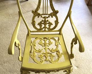 BUY IT NOW! $675.00. French Provincial Style Oval Glass top table w/six cast aluminum chairs. Two captain's chairs, four chairs.     40" W x 66" L x 28 3/4" H.