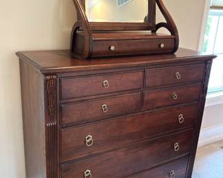 BUY IT NOW! $675.00. Ethan Allen Dresser w/mirror. Dresser: 19 3/4" D x 52" W x 48" H.                                           Mirror w/drawer: 28" W x 12" D x 30" H.
