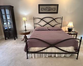 BUY IT NOW! $695.00. King size Arhaus St. Lucia bed.                            Hand forged wrought iron with Stearns & Foster mattress & box springs.