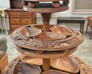 WOODEN THREE TIER TRAY