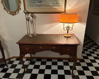 Vintage writing desk w/leather top