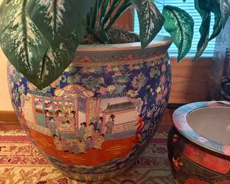 Asian Koi fishbowl planter Jardiniere