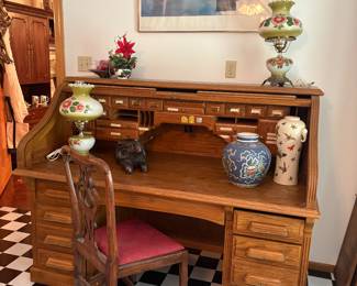 Oak roll top desk