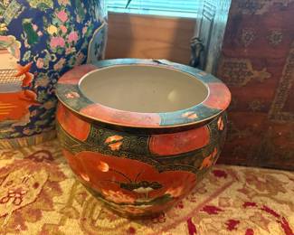 Asian Koi fishbowl planter Jardiniere