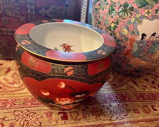 Asian Koi fishbowl planter Jardiniere