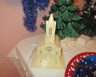 Vintage plastic musical church - lights up