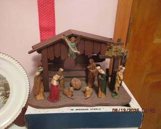 Vintage nativity set with box