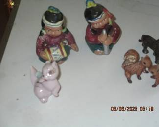 Pair of vintage Indian figurines, bone China cat