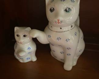 Whimsical Pair of Cat Teapots, Japan