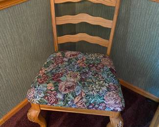 Sure Oak Ladder Back Side Chair, Carved Curved Legs Claw Feet
