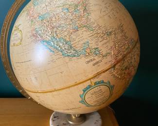 Vintage World Heirloom Globe on Marble Stand