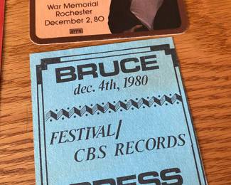 Bruce Springsteen Press Party Passes 1980