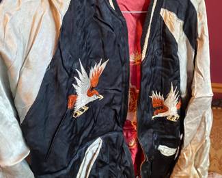 RARE FIND! Vintage 1950's Korean War Satin/Embroidered Reversable  Naval  Air station Keflavik Iceland Souvenir Jacket