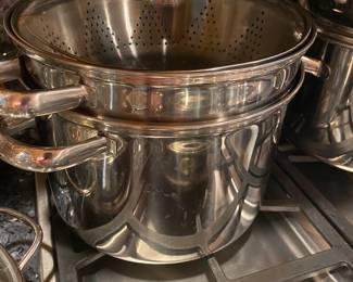 Morgan Ware Made in Indonesia Stainless Strainer Stock Pot ,Sandwich Bottom