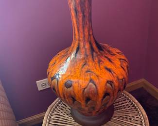 Mid Century Drip Glaze TALL Table Lamp Original Shade
