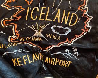 Satin Embroidered  Iceland Keflavik Airport Naval Souvenir Jacket