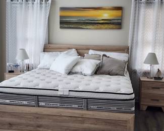 King Bedroom Set.. Like New Great Mattress included $600 Bed $300 Dresser $125 per nightstand