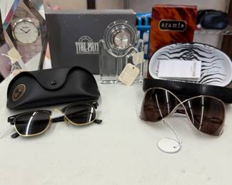 RAY-BAN AND ROBERTO CAVALLI GLASSES 	WATERFORD CLOCK